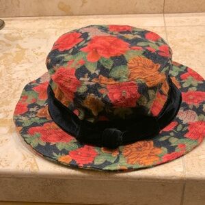 Floral Bucket Hat with Velvet Band